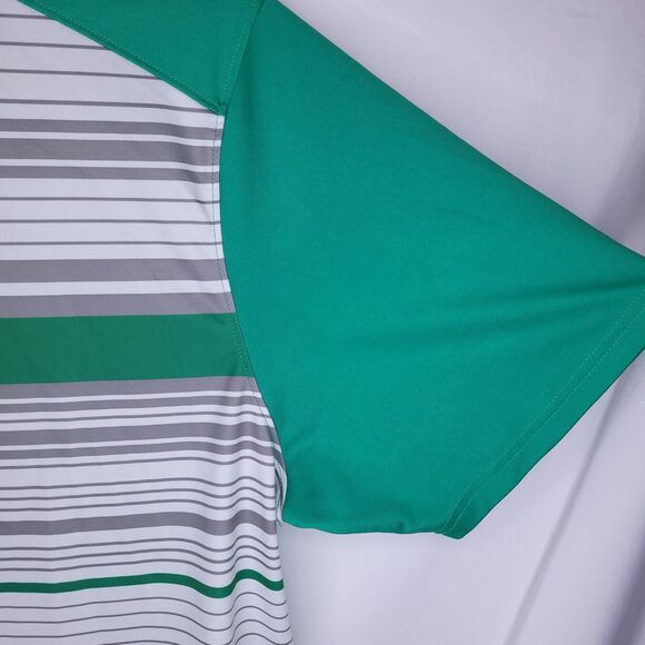 Oakley Polo Shirt Mens XL Striped Green, White Hydrolix Performance - Picture 5 of 14